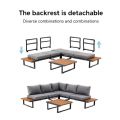 Outdoor Corner Sofa Set with Adjustable Backrest and Wood-Look Side Tables - 11C03E