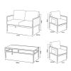 4 Pieces Outdoor Furniture Set with Glass Table - 11C03H