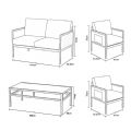 4 Pieces Outdoor Furniture Set with Glass Table - 11C03H