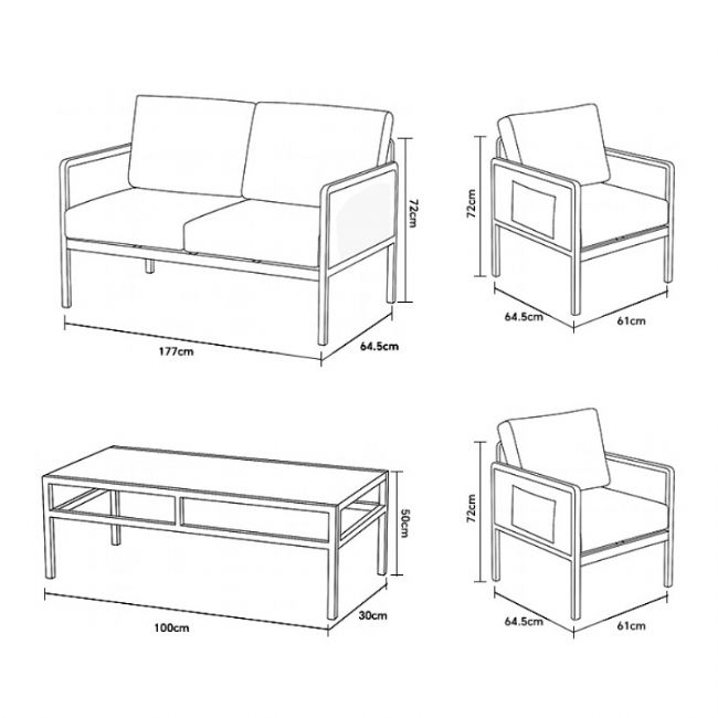 4 Pieces Outdoor Furniture Set with Glass Table - 11C03H
