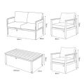 Outdoor 4-piece Aluminum Sofa Set with Wood Grain Finish - 11C11D