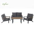 4 Piece Black Outdoor Aluminum Sofa Set - 11C11F