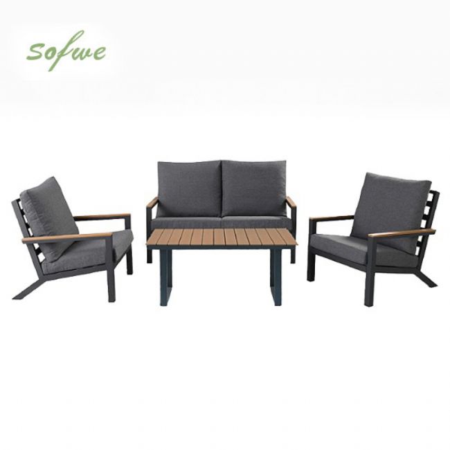 4 Piece Black Outdoor Aluminum Sofa Set - 11C11F