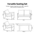 4 Piece Black Outdoor Aluminum Sofa Set - 11C11F