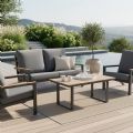 4 Piece Black Outdoor Aluminum Sofa Set - 11C11F