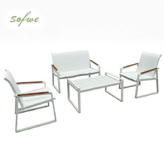 White 4-Piece Outdoor Aluminum Sofa Set