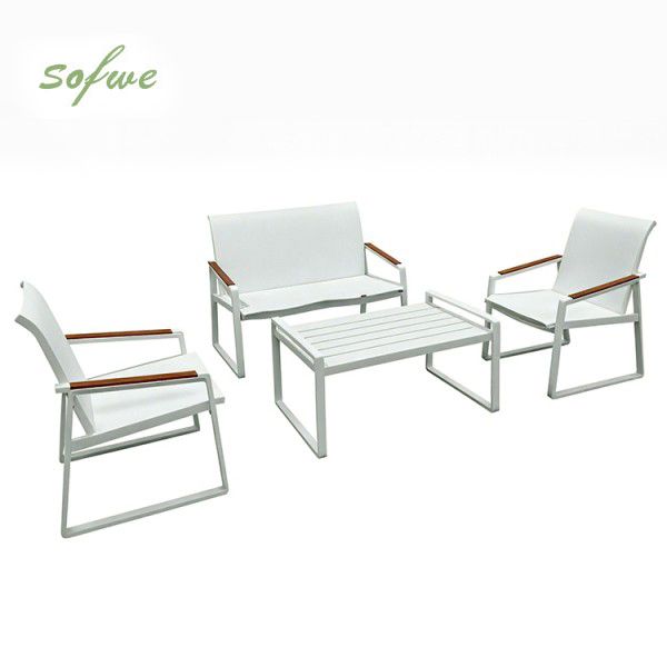 White 4-Piece Outdoor Aluminum Sofa Set - 11C11J