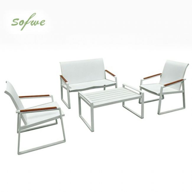 White 4-Piece Outdoor Aluminum Sofa Set - 11C11J