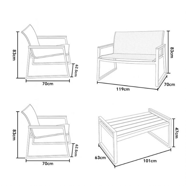 White 4-Piece Outdoor Aluminum Sofa Set - 11C11J