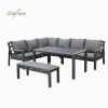 Outdoor Patio Aluminum Corner Sofa Set with a Coffee Table and Footstool - 11C12A