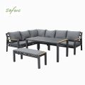 Outdoor Patio Aluminum Corner Sofa Set with a Coffee Table and Footstool - 11C12A
