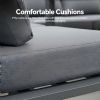 Outdoor Patio Aluminum Corner Sofa Set with a Coffee Table and Footstool - 11C12A