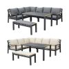 Outdoor Patio Aluminum Corner Sofa Set with a Coffee Table and Footstool - 11C12A