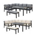 Outdoor Patio Aluminum Corner Sofa Set with a Coffee Table and Footstool - 11C12A