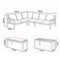 Outdoor Patio Aluminum Corner Sofa Set with a Coffee Table and Footstool - 11C12A