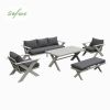Wholesale Modern Design Outdoor Lounge Sofa Sets with X-leg Table and Bench - 11C12B