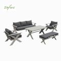 Wholesale Modern Design Outdoor Lounge Sofa Sets with X-leg Table and Bench - 11C12B