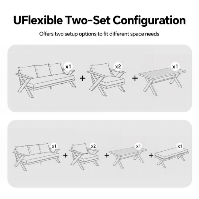 Wholesale Modern Design Outdoor Lounge Sofa Sets with X-leg Table and Bench - 11C12B