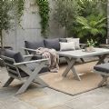 Wholesale Modern Design Outdoor Lounge Sofa Sets with X-leg Table and Bench - 11C12B