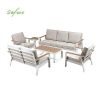 Wholesale 6-piece Outdoor Powder-coated Aluminum Patio Sofa Set with WPC Slat Table - 11C12C