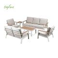 Wholesale 6-piece Outdoor Powder-coated Aluminum Patio Sofa Set with WPC Slat Table - 11C12C