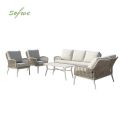 Wholesale All-weather Rope Woven Sofa Set with Outdoor Aluminum Frame Coffee Table - 11C12D