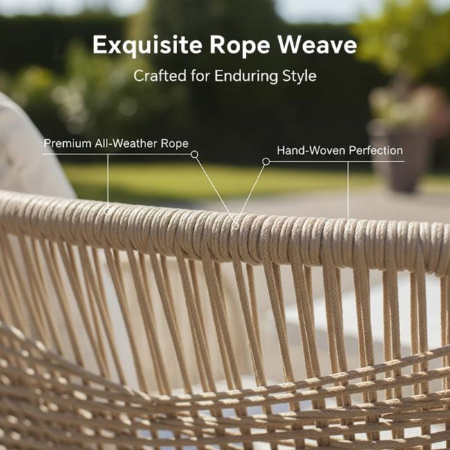 Wholesale All-weather Rope Woven Sofa Set with Outdoor Aluminum Frame Coffee Table - 11C12D