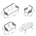Wholesale All-weather Rope Woven Sofa Set with Outdoor Aluminum Frame Coffee Table - 11C12D