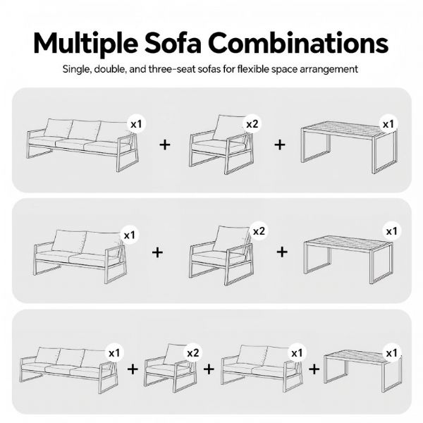 Wholesale Modern Outdoor Garden Compact Design Sofa Set, 5-piece Steel Frame Seating Set - 11C12E