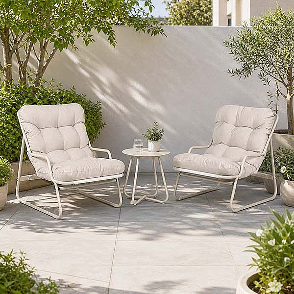 Wholesale 3-Piece Patio Lounge Set with Thick Cushions and Round Glass Table for Balcony Garden Outdoor - 11C12J