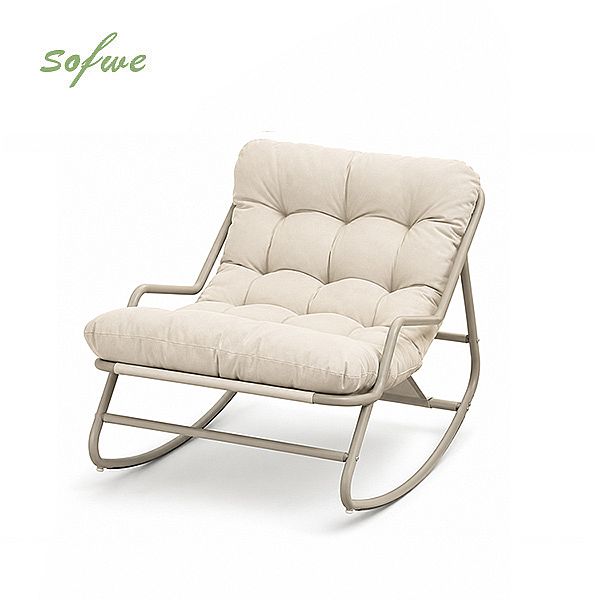 Wholesale Outdoor Rocking Lounge Chair with Thick Olefin Cushion and Galvanized Iron Frame for Patio Garden Furniture Supply - 11C12K