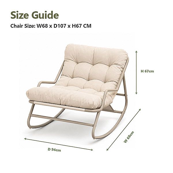 Wholesale Outdoor Rocking Lounge Chair with Thick Olefin Cushion and Galvanized Iron Frame for Patio Garden Furniture Supply - 11C12K