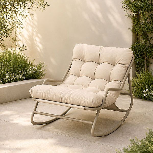 Wholesale Outdoor Rocking Lounge Chair with Thick Olefin Cushion and Galvanized Iron Frame for Patio Garden Furniture Supply - 11C12K