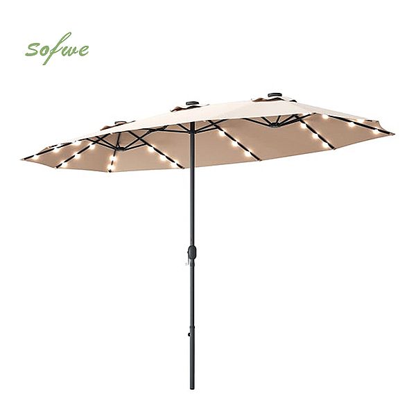 15ft Built-in LED Light Double Sided Patio Market Umbrella Wholesale - 12U01P