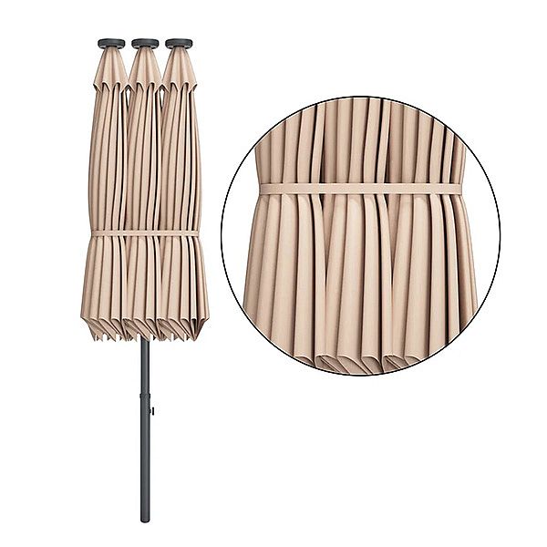 15ft Built-in LED Light Double Sided Patio Market Umbrella Wholesale - 12U01P