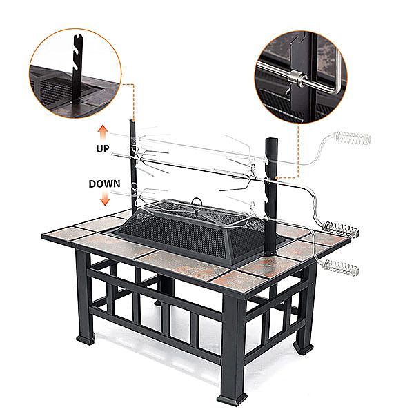 37 Inch Outdoor Square Tabletop Fire Pit - 10H01A