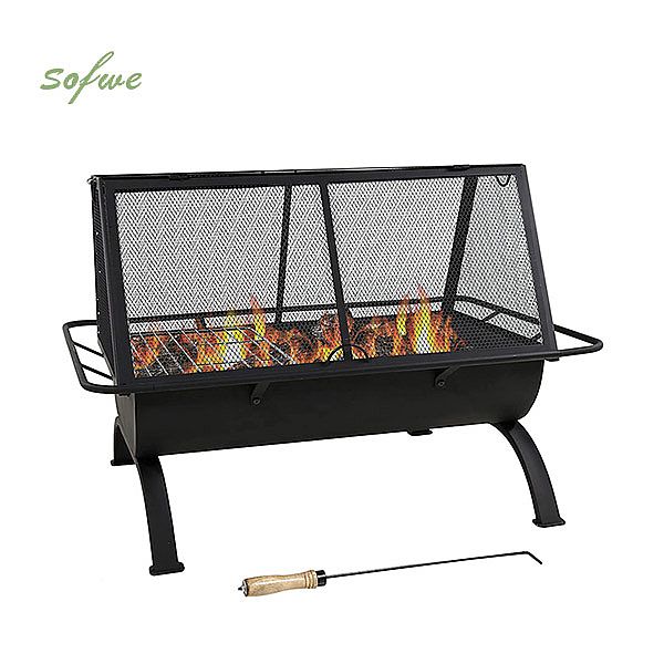 Large Outdoor Rectangular Fire Pit with Grill - 10H01F