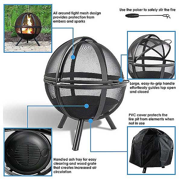 Outdoor Sphere Flaming Ball Fire Pit - 10H01I