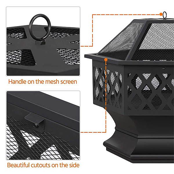 24 Inch Hex Shaped Patio Fire Pit Wholesale - 10H01K