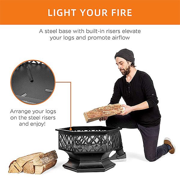 24 Inch Hex Shaped Patio Fire Pit Wholesale - 10H01K