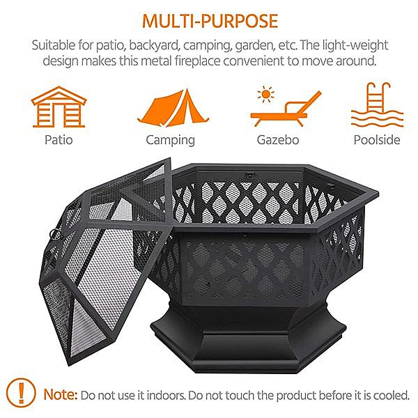 24 Inch Hex Shaped Patio Fire Pit Wholesale - 10H01K