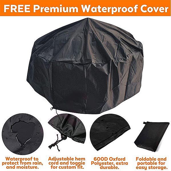 Outdoor Wood Burning Round Fire Pit Set - 10H01N