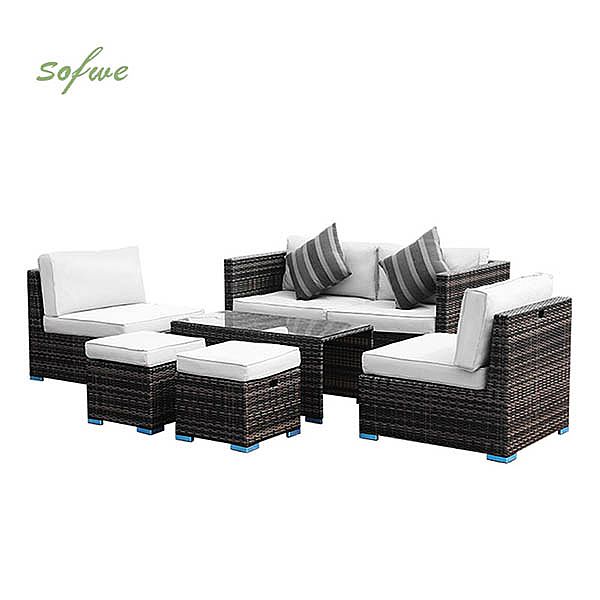 6 Pieces Patio Rattan Conversation Furniture Sets Wholesale - 10C01A