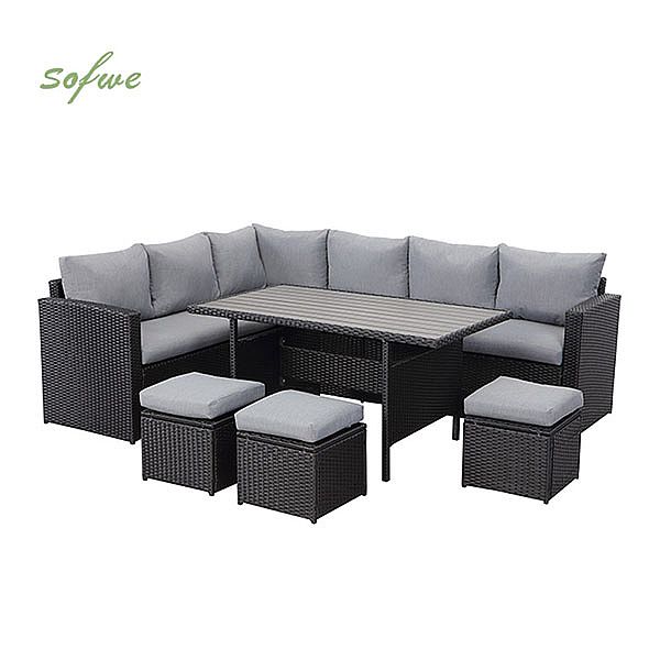 7 Pieces Wicker Rattan Garden Sectional Sofa Set - 10C01D