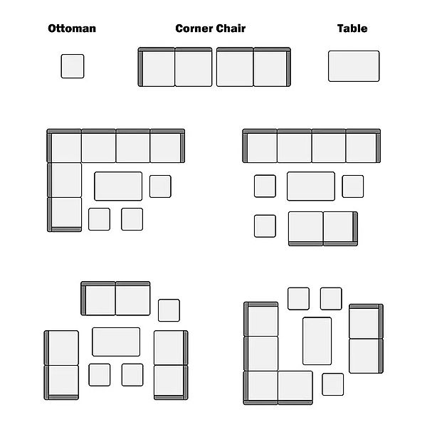 7 Pieces Wicker Rattan Garden Sectional Sofa Set - 10C01D