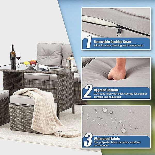 PE Rattan Furniture Outdoor Garden Combination Sofa Set - 10C01E