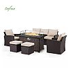 Wicker Rattan Patio Furniture Sofa Conversation Set With Fire Pit Table - 10C01F