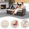Wicker Rattan Patio Furniture Sofa Conversation Set With Fire Pit Table - 10C01F