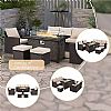 Wicker Rattan Patio Furniture Sofa Conversation Set With Fire Pit Table - 10C01F