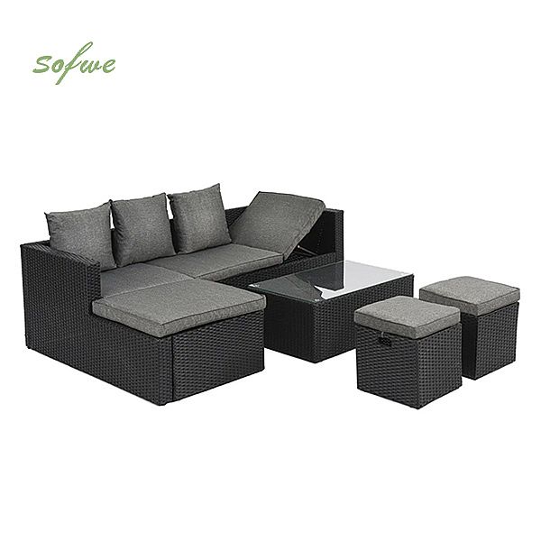 Garden Rattan Furniture Black Sets - 10C01M
